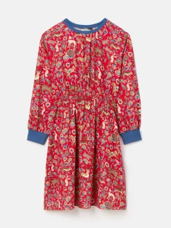 Girls' Odelia Red Animals Printed Dress