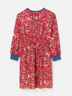 Girls' Odelia Red Animals Printed Dress