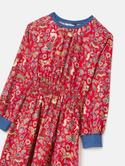 Girls' Odelia Red Animals Printed Dress
