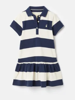 Girls' Orla Navy Stripe Polo Shirt Dress
