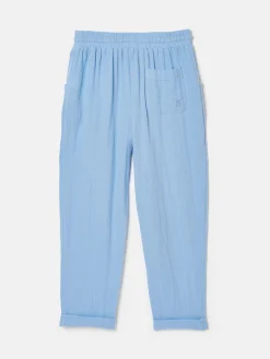 Girls' Playtime Blue Textured Woven Trousers