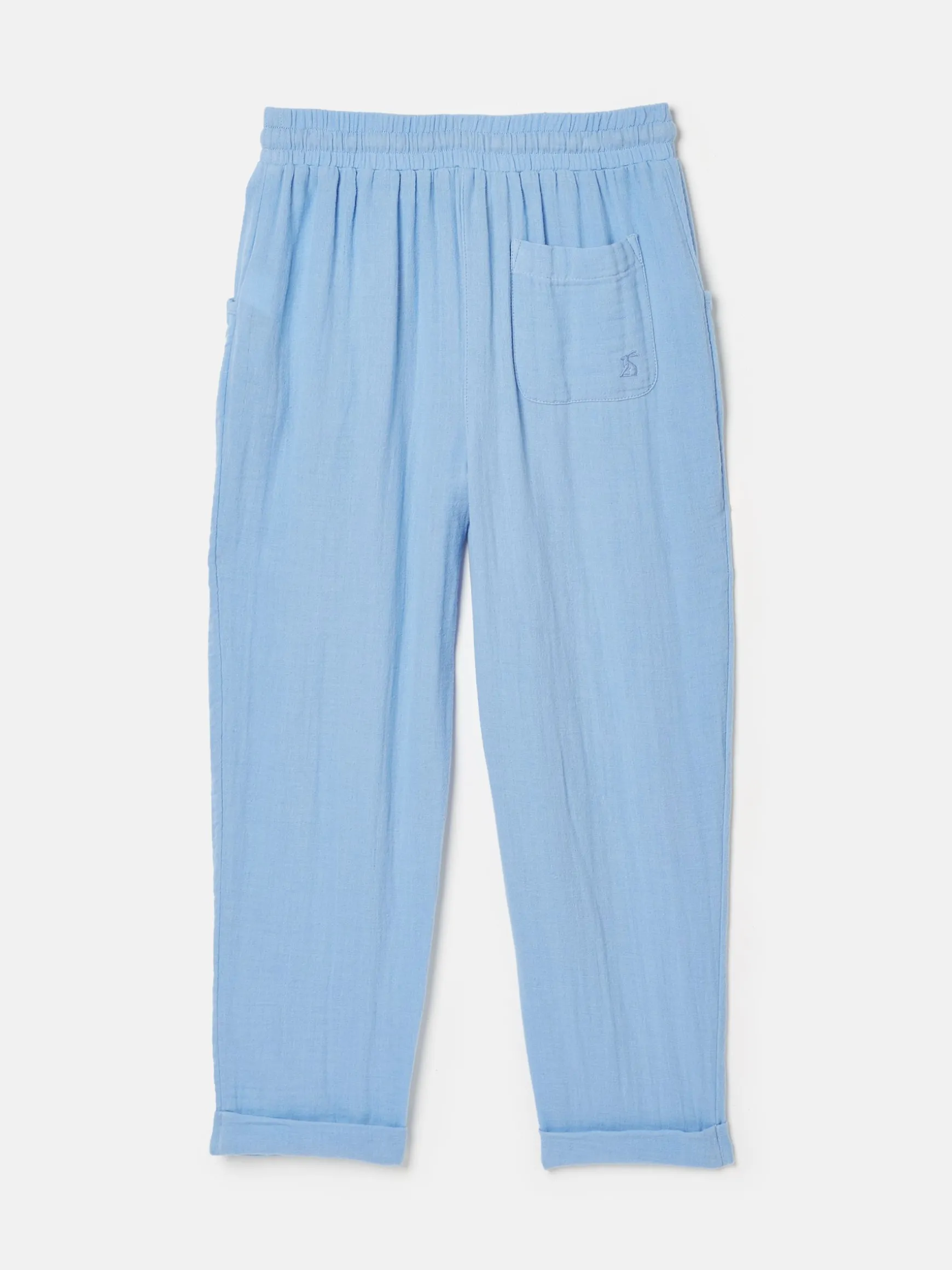 Girls' Playtime Blue Textured Woven Trousers