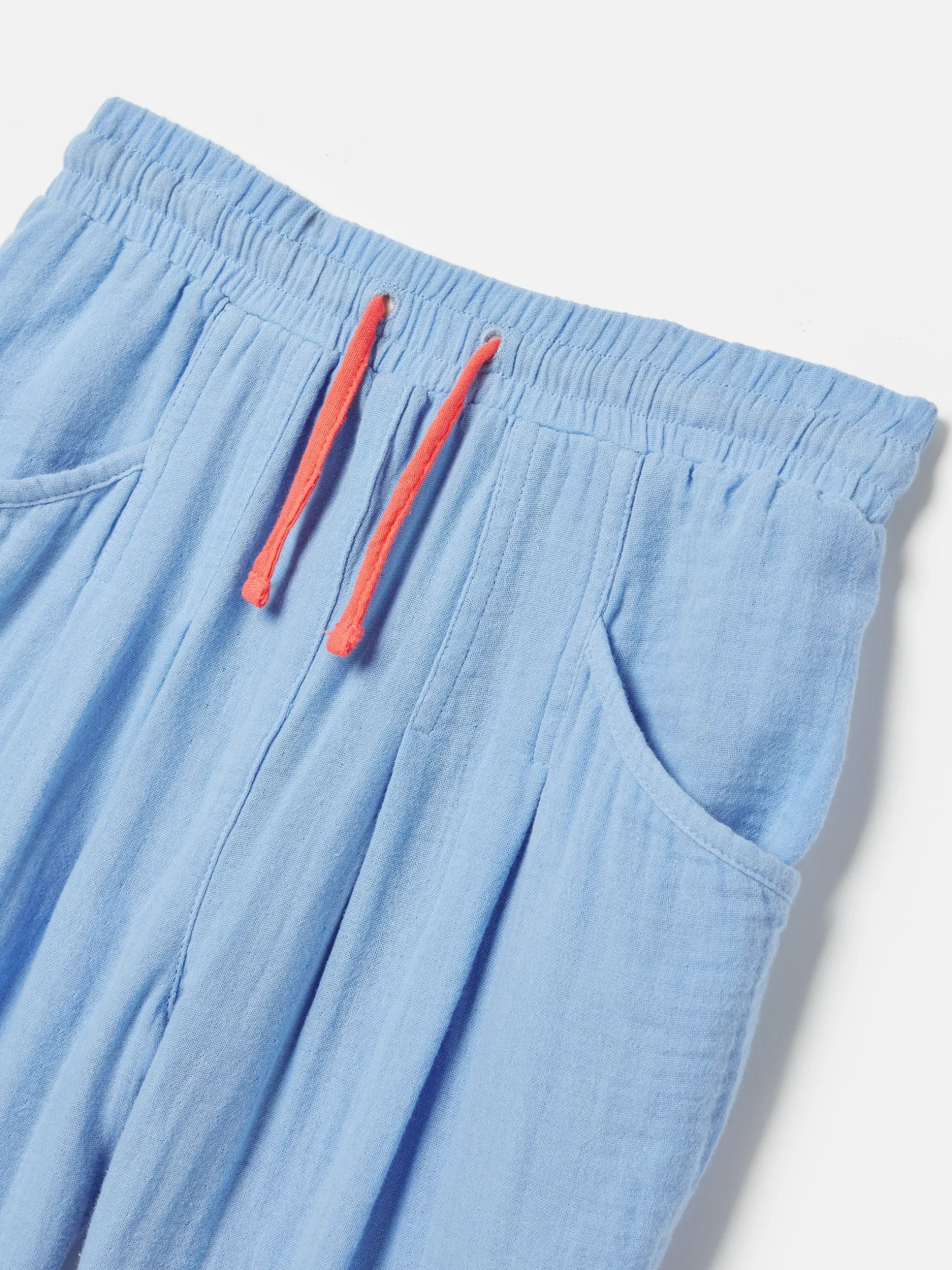 Girls' Playtime Blue Textured Woven Trousers