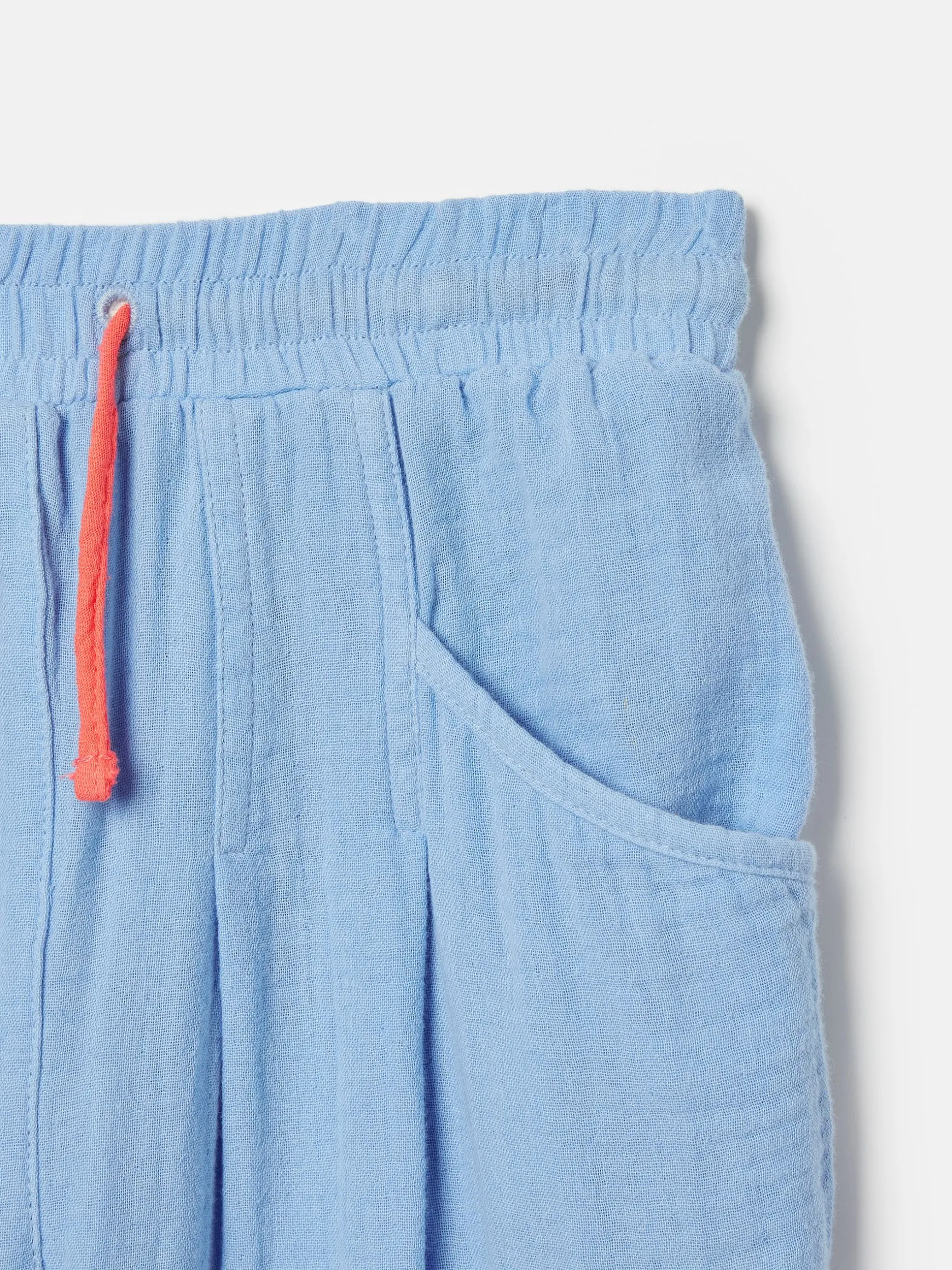 Girls' Playtime Blue Textured Woven Trousers