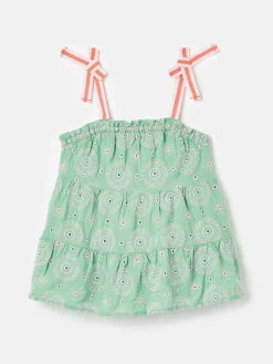Girls' Playtime Green Tiered Woven Top