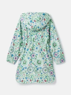 Girls' Rainford Green Floral Waterproof Packable Raincoat With Hood