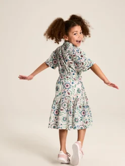 Girls' Summer Pink / Green Textured Shirt Dress