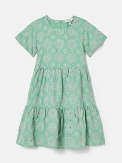 Girls' Sunshine Green Tiered Woven Dress
