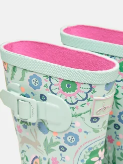 Girls' Teal Blue Printed Wellies