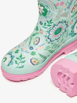 Girls' Teal Blue Printed Wellies