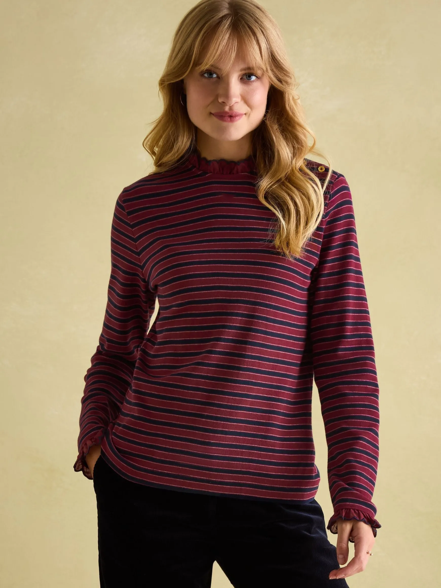 Grace Burgundy Long Sleeve Jersey Top