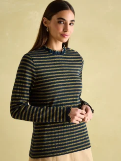 Grace Navy sparkle Long Sleeve Jersey Top