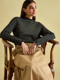 Grace Navy sparkle Long Sleeve Jersey Top