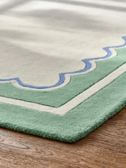 Green Chalfield Scallop Wool Tufted Rug