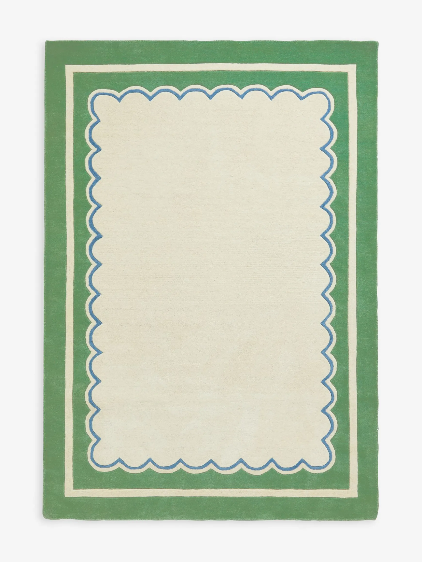 Green Chalfield Scallop Wool Tufted Rug