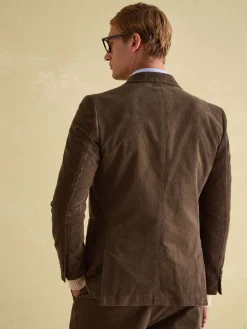 Green Corduroy Slim Fit Suit Jacket