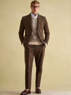 Green Corduroy Slim Fit Suit Trousers