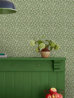 Green Ditsy Floral Print 10M Wallpaper