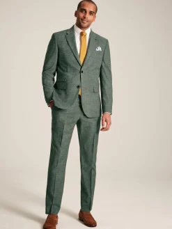 Green Slim Textured Suit Trousers