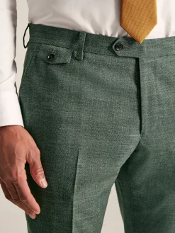 Green Slim Textured Suit Trousers