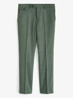 Green Slim Textured Suit Trousers