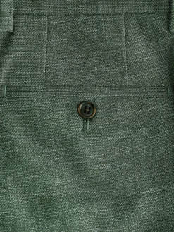 Green Slim Textured Suit Trousers