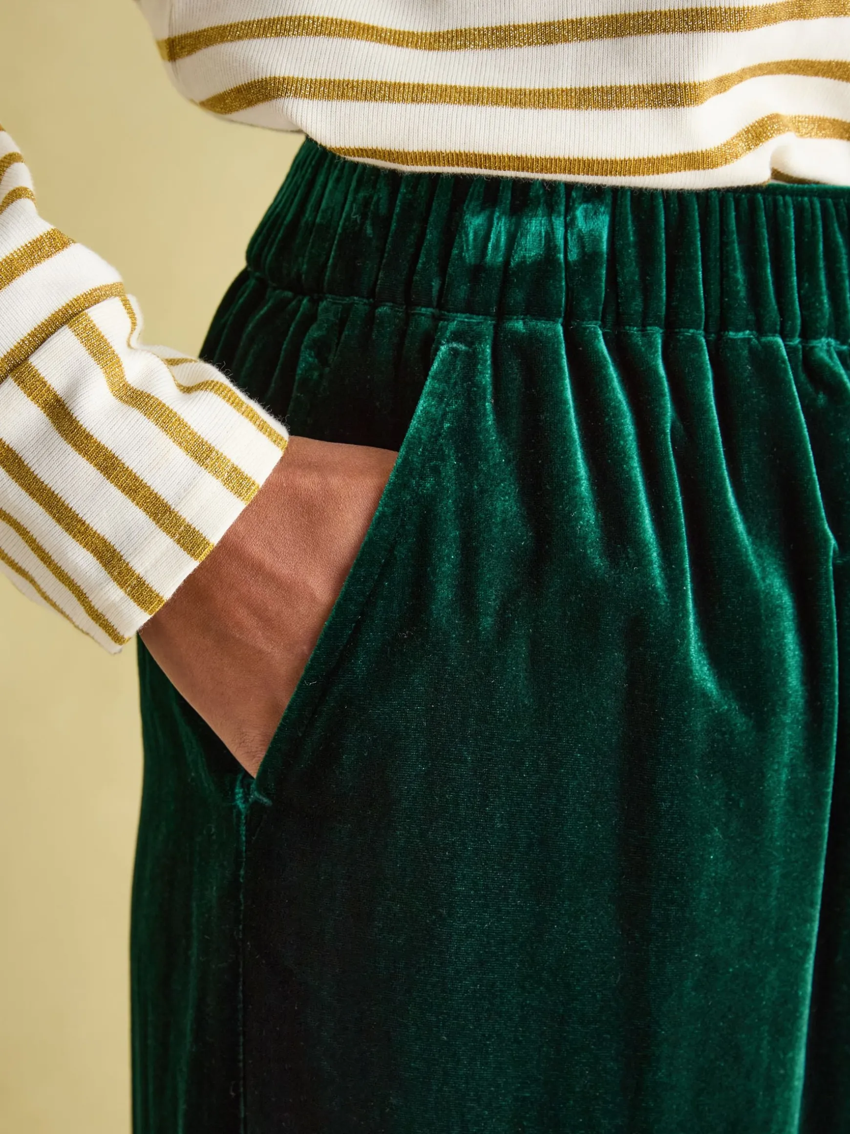 Green Velvet Straight Leg Trousers