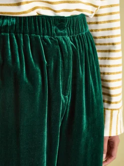 Green Velvet Straight Leg Trousers