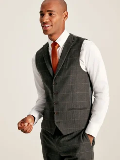 Green Window Pane Check Suit Waistcoat