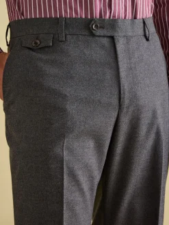 Grey Slim Fit Flannel Suit Trousers