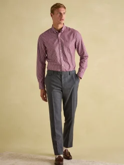 Grey Slim Fit Flannel Suit Trousers
