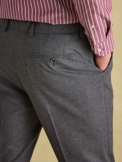 Grey Slim Fit Flannel Suit Trousers