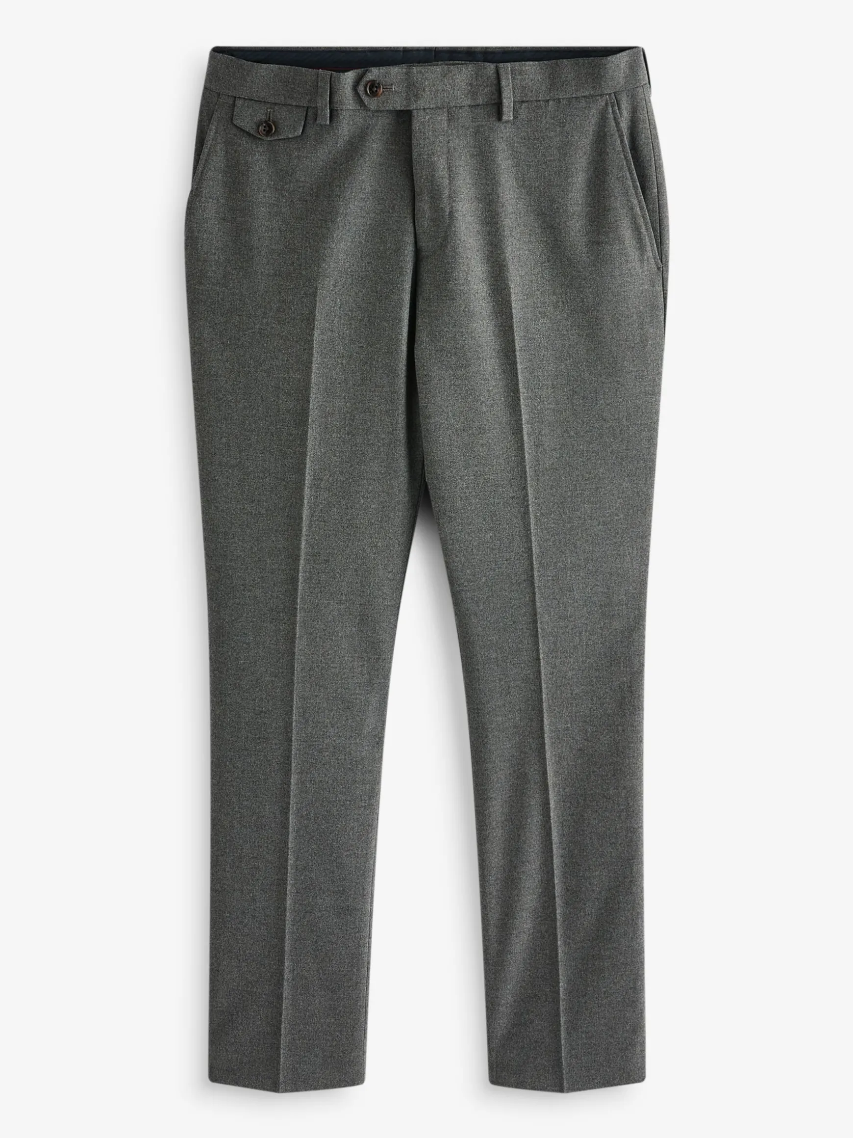 Grey Slim Fit Flannel Suit Trousers