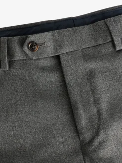 Grey Slim Fit Flannel Suit Trousers