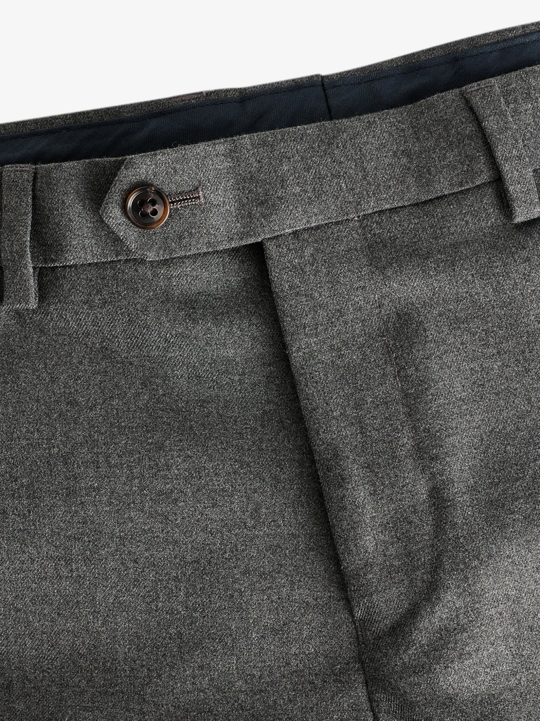 Grey Slim Fit Flannel Suit Trousers