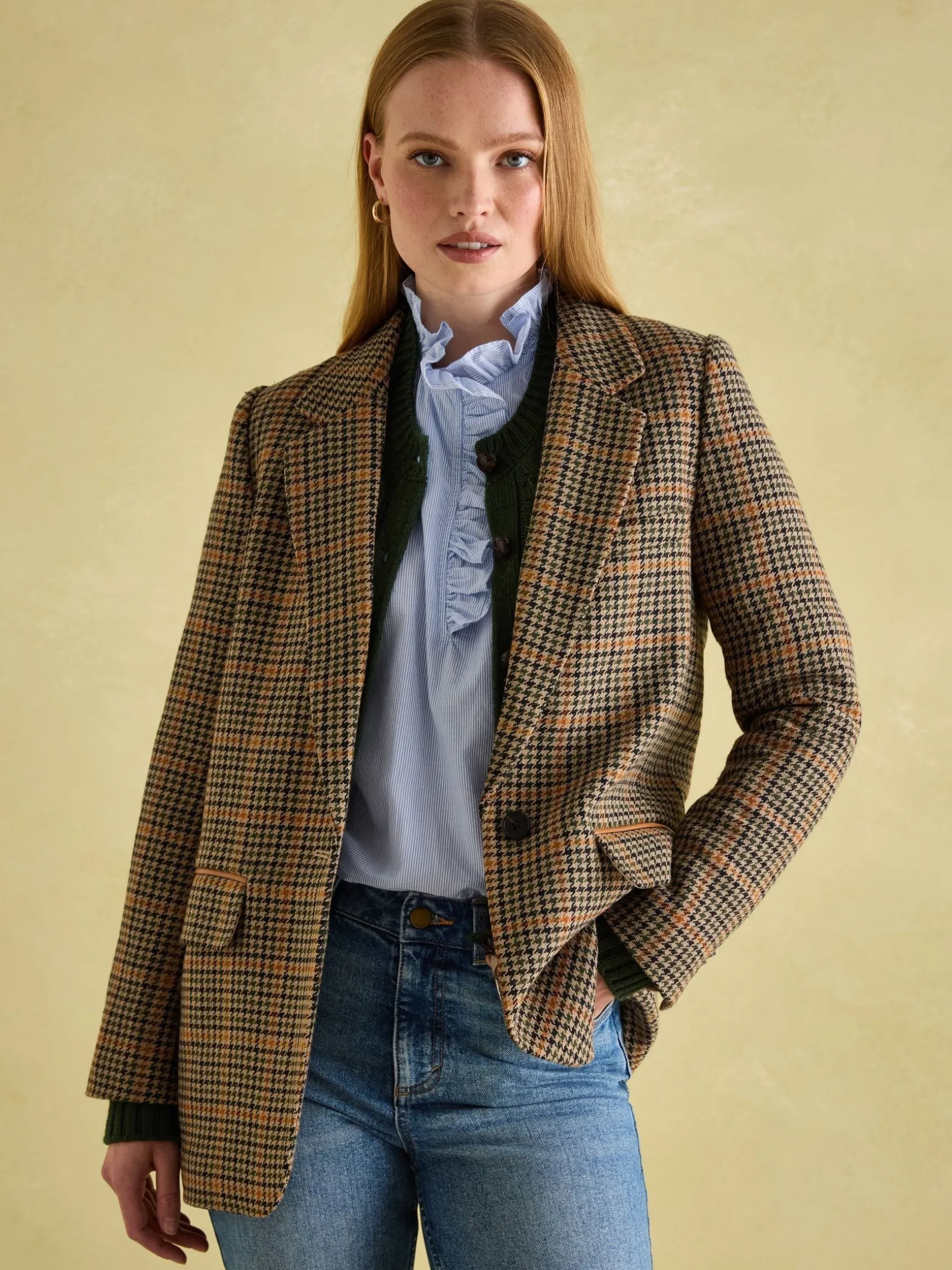 Hackmore Check Relaxed Fit Wool Blend Tweed Blazer