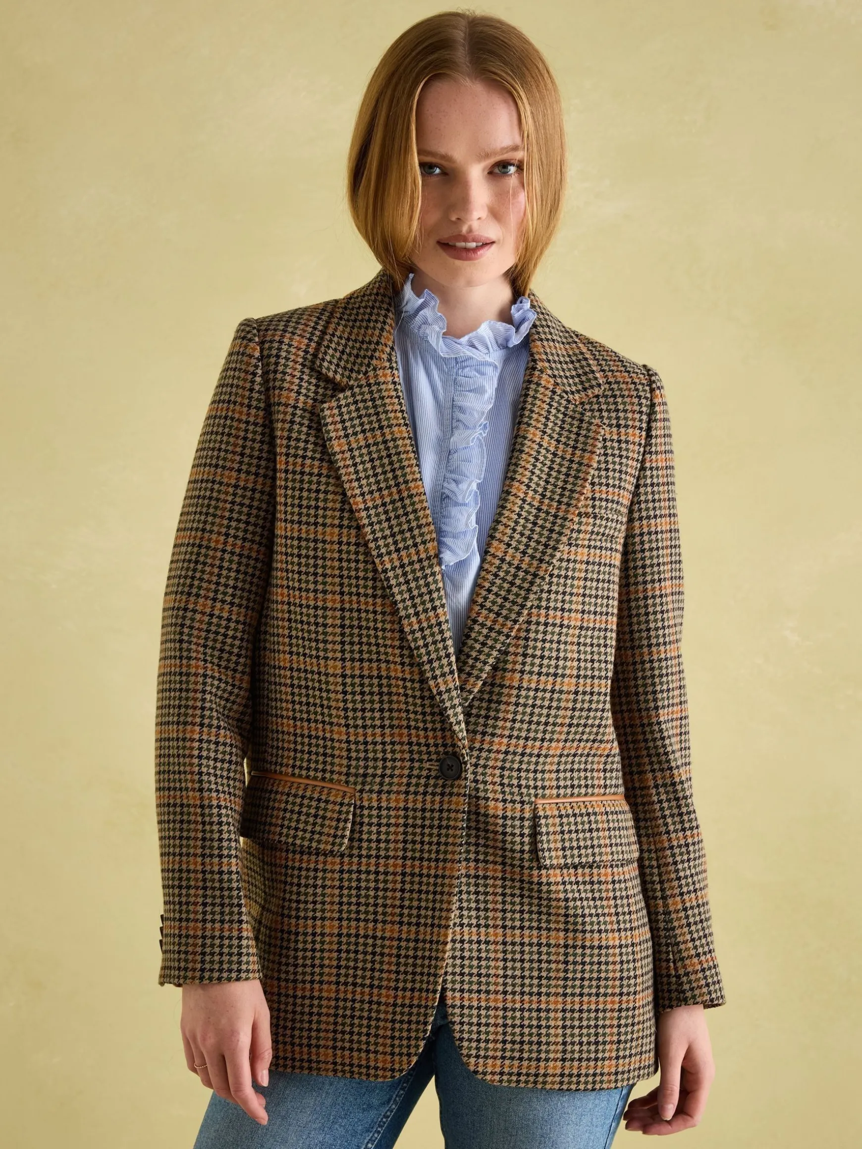 Hackmore Check Relaxed Fit Wool Blend Tweed Blazer