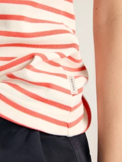 Harbour Cream & Coral Striped Jersey Vest