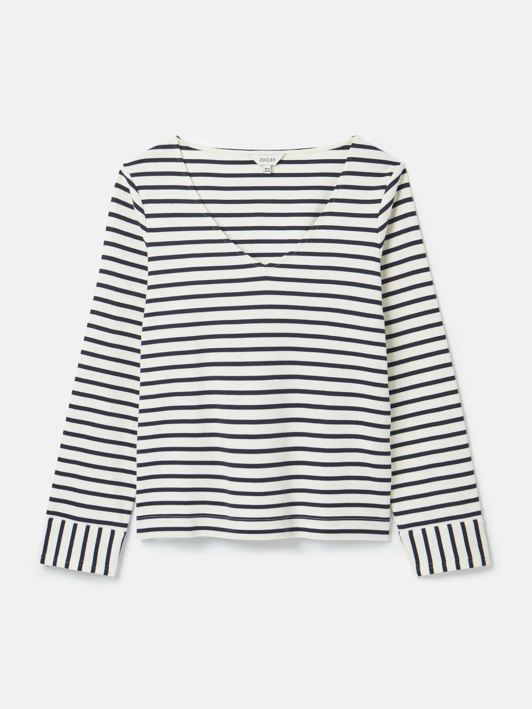 Harbour Cream/Navy V-Neck Jersey Top