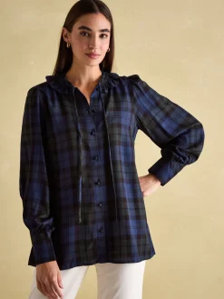 Harper Black Check Pussybow Tie Blouse