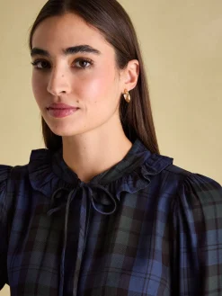 Harper Black Check Pussybow Tie Blouse
