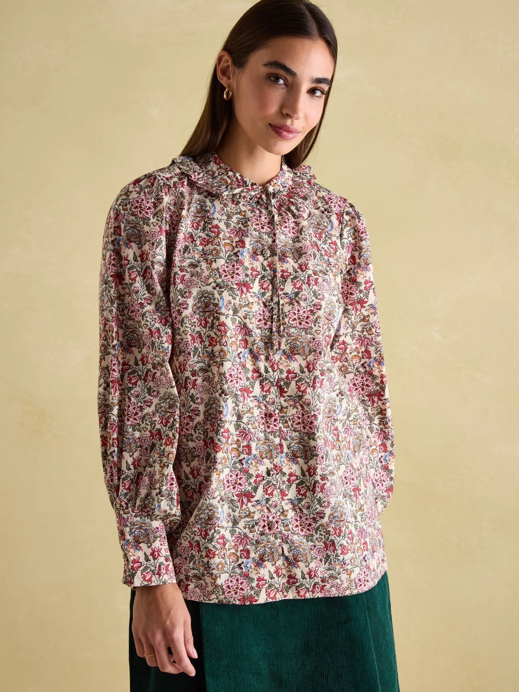 Harper Cream Floral Pussybow Tie Blouse