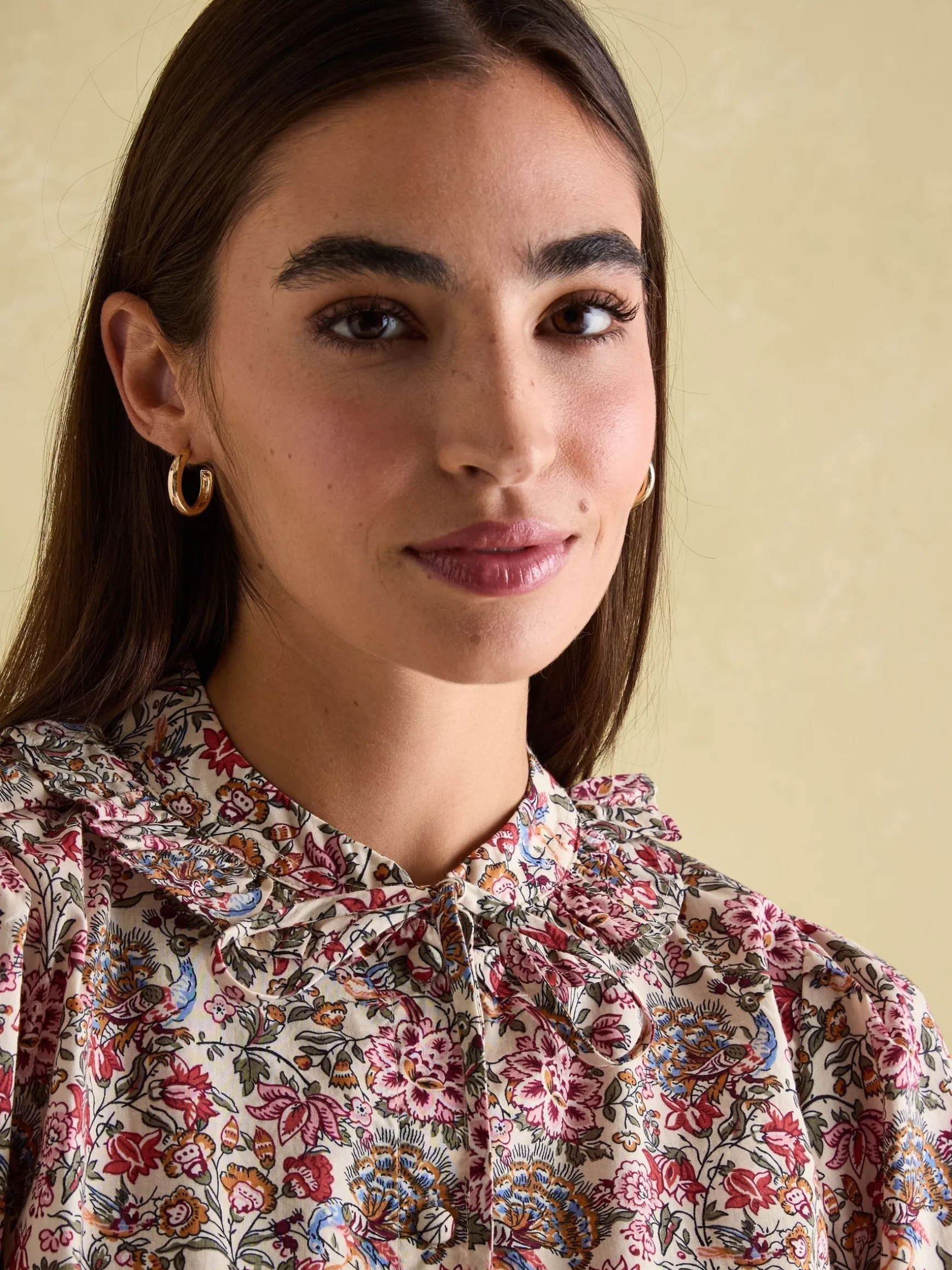 Harper Cream Floral Pussybow Tie Blouse