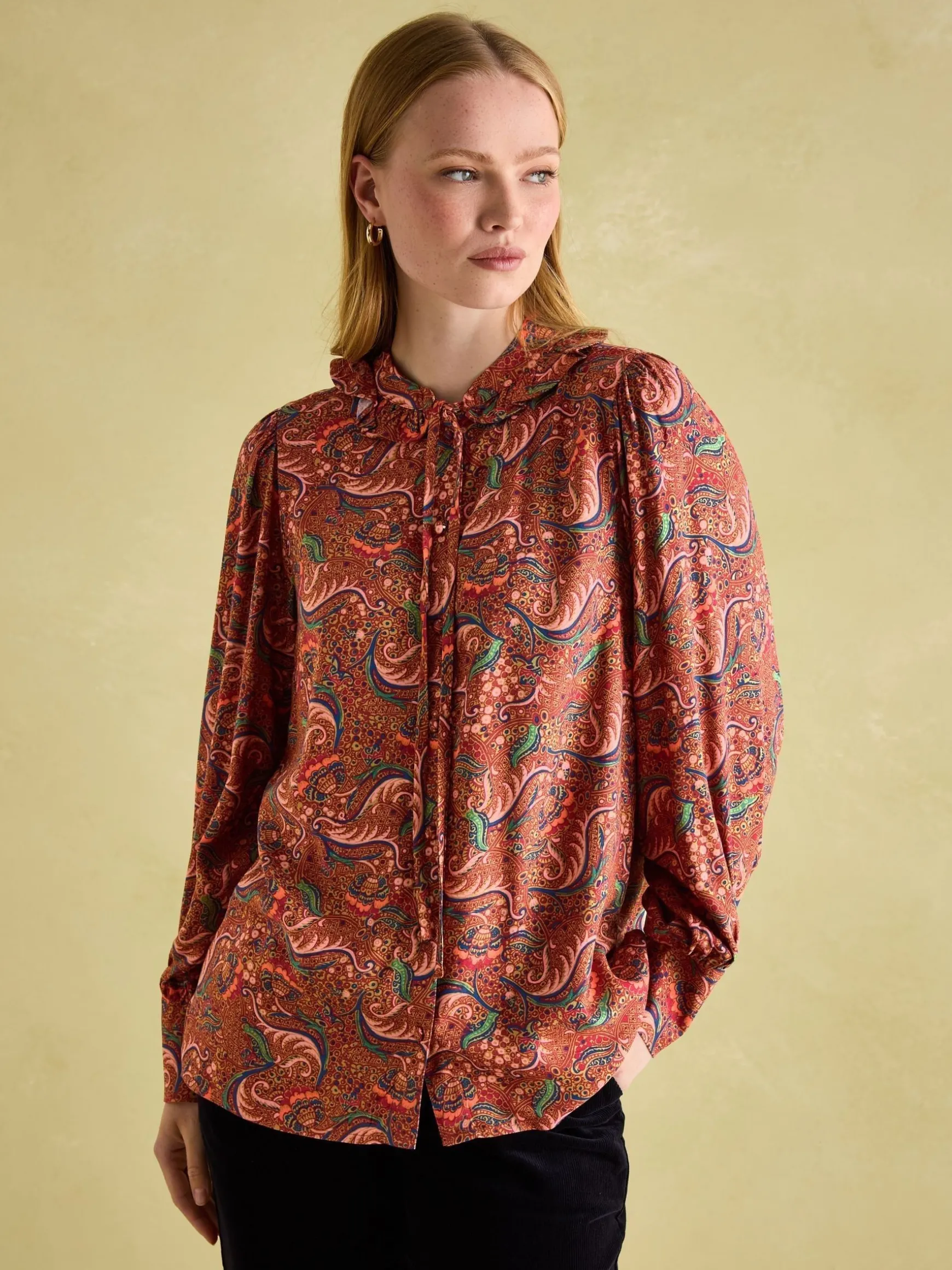 Harper Red Paisley Pussybow Tie Blouse