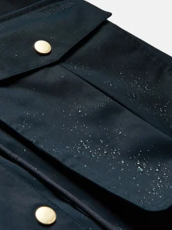 Harpsden Navy Blue Waterproof Long Raincoat with Hood