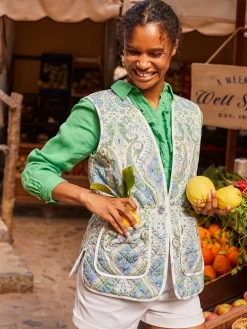 Hatfield Blue Paisley Cotton Quilted Gilet