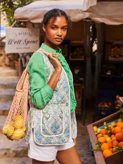 Hatfield Blue Paisley Cotton Quilted Gilet