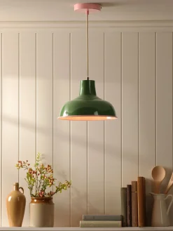 Hatfield Green & Pink Industrial-Style Pendant Light