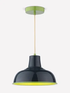 Hatfield Navy & Green Industrial-Style Pendant Light