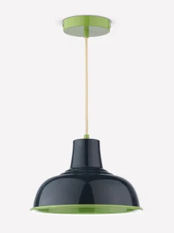 Hatfield Navy & Green Industrial-Style Pendant Light